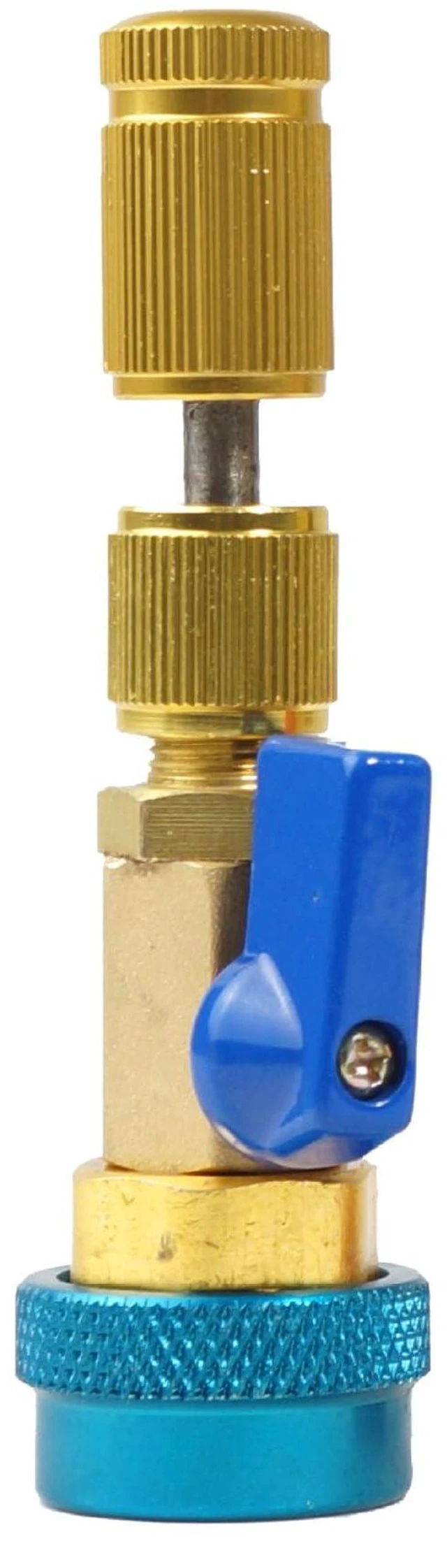Main image of R134a AC Valve Core Removal Tool Vacuum-Rated Brass Refrigerant Service Tool Valve Core Extractor and Installer with Safety Lock for Automotive Air Conditioning Systems Blue for Low Voltage