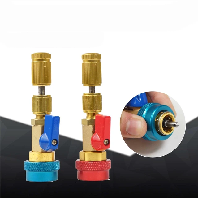 Alt view image 2 of 7 - R134a AC Valve Core Removal Tool Vacuum Rated Brass Refrigerant Service Tool with Safety Lock for Automotive Air Conditioning Valve Core Replacement and Installation Red Color High Voltage