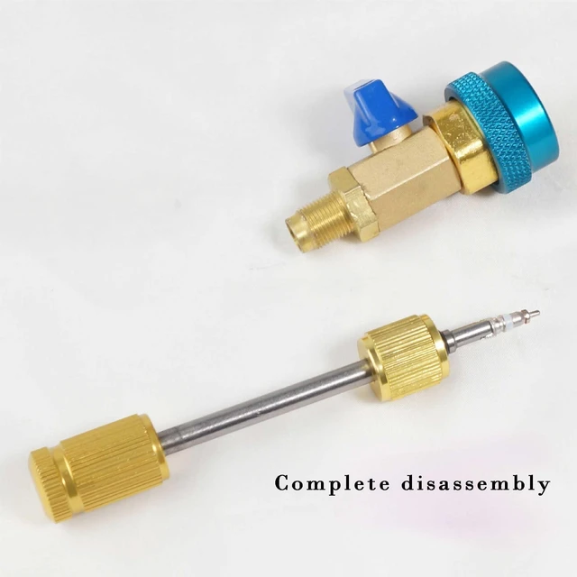Alt view image 5 of 5 - R134a AC Valve Core Removal Tool Vacuum-Rated Brass Refrigerant Service Tool Valve Core Extractor and Installer with Safety Lock for Automotive Air Conditioning Systems Blue for Low Voltage