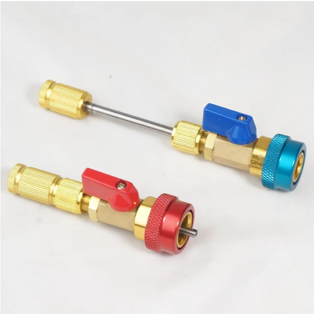 Alt view image 3 of 7 - R134a AC Valve Core Removal Tool Vacuum Rated Brass Refrigerant Service Tool with Safety Lock for Automotive Air Conditioning Valve Core Replacement and Installation Red Color High Voltage
