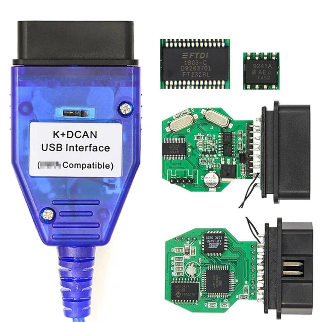 Alt view image 4 of 4 - K+DCAN OBD2 Diagnostic Cable with K-Line DCAN Protocol Switch FTDI FT232RL Chipset USB Interface for E-Series Coding EDIABAS NCS Expert ISTA Read Erase Codes Adaptations CAN BUS