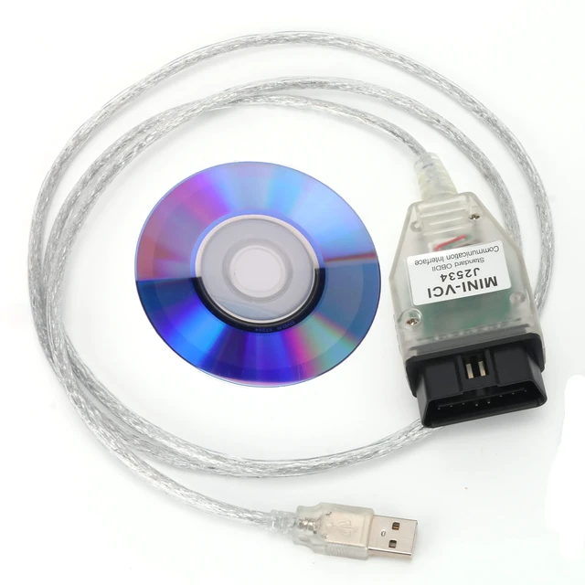 Main image of Mini Vci J2534 Diagnostic Programming Cable USB to OBD2 16pin Adapter TIS Techstream Software Communication Protocols for Toyota Since 1996 Win7 32 bit FTDI FT232RQ V1.4.0