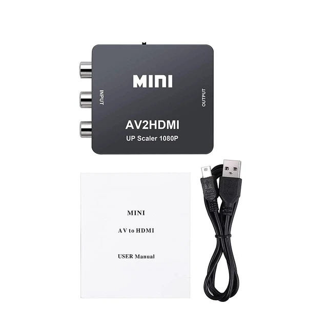 Alt view image 7 of 7 - RCA to HDMI Converter AV Composite Video Audio Adapter CVBS Analog Signal Converter with 720P/1080p 60Hz Output for DVD VHS VCR Camera Game Console to HDTV Monitor or Projector Black