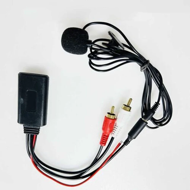 Alt view image 3 of 3 - Bluetooth AUX Module for Car Audio 2 RCA Cable Adapter with Microphone 12V ABS for Radio Left and Right Audio Ports Plug In Connection 12V+ Red 12V- Black Power Leads 1 x Earphone Mic Black