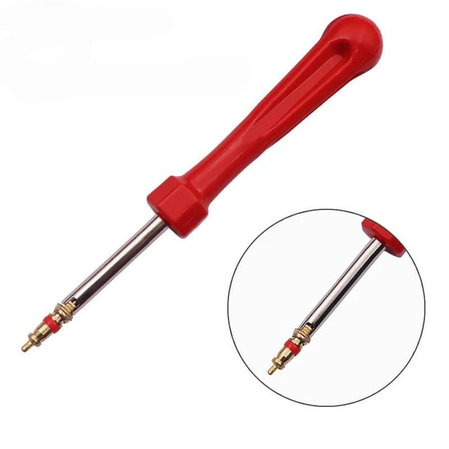 Alt view image 3 of 5 - Tire Valve Core Removal Tool Set 3-in-1 Screwdriver Kit Metal and ABS Valve Repair Tools with Red Handles and Keyring Attachment for Cars Bicycles Motorcycles and Electric Vehicles 3-Piece