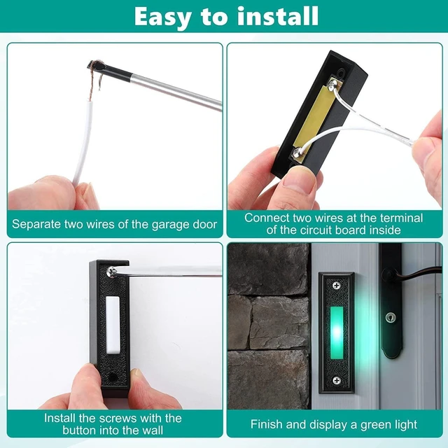 Alt view image 4 of 5 - Plastic Wired Doorbell Button with LED Light Replacement Ring Button Door Opener Switch for Low Voltage Buzzer System Garage Door Opener 2 Screws Wires Not Included Black 2.8 x 0.86 x 0.59 in 1PCS