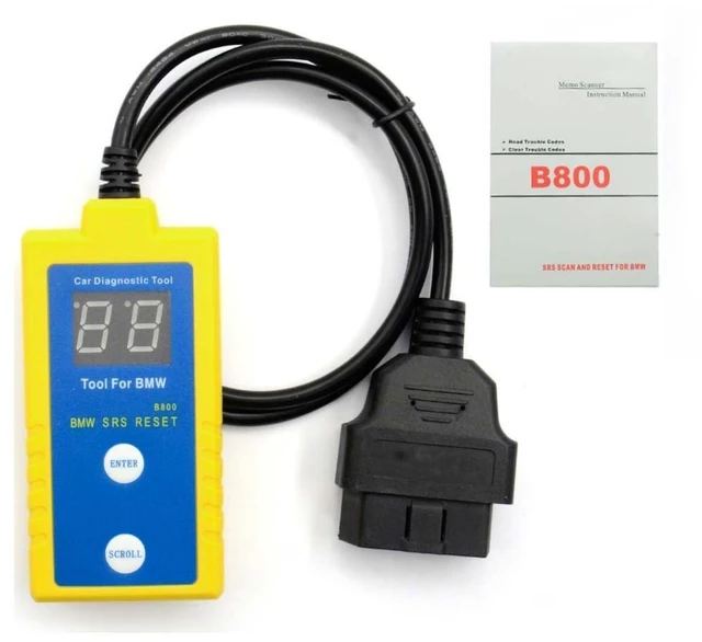 Alt view image 4 of 4 - B800 Airbag Diagnostic Tool SRS Code Reader Reset Device 20-Pin OBD Connector Read Clear Trouble Codes E34 E36 E38 E39 E46 Z3 Z4 X5 1994-2003 LCD Display and User Manual Mainly Yellow 22cm/16cm/6cm