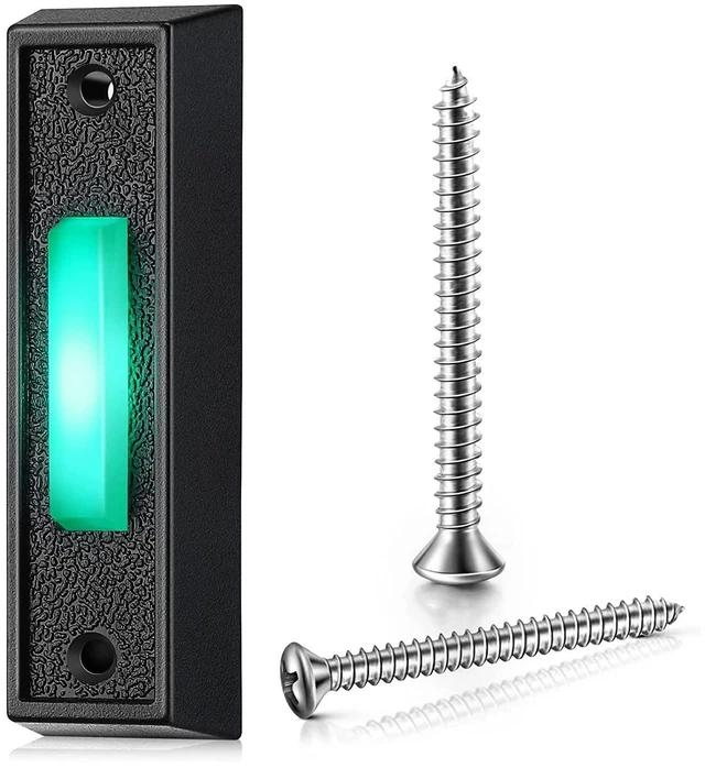 Main image of Plastic Wired Doorbell Button with LED Light Replacement Ring Button Door Opener Switch for Low Voltage Buzzer System Garage Door Opener 2 Screws Wires Not Included Black 2.8 x 0.86 x 0.59 in 1PCS