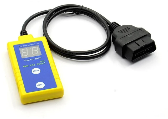 Alt view image 3 of 4 - B800 Airbag Diagnostic Tool SRS Code Reader Reset Device 20-Pin OBD Connector Read Clear Trouble Codes E34 E36 E38 E39 E46 Z3 Z4 X5 1994-2003 LCD Display and User Manual Mainly Yellow 22cm/16cm/6cm