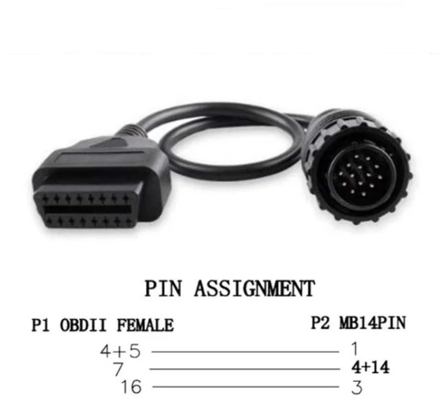 Alt view image 4 of 5 - 14 Pin to 16 Pin OBD2 Diagnostic Cable Male to Female Adapter Automotive Diagnostic Connector Cord for 14-Pin Vehicle OBD2 Port Flexible Cable for Diagnostic Tools and Code Readers
