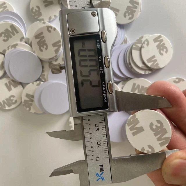 Alt view image 3 of 4 - NTAG215 NFC Tags Cards with 3M Adhesive Stickers Round PVC Tags 504 Byte Writable Memory Cards for NFC Enabled Phones DIY Authentication Payment and Business Contact White 1inch 50pcs