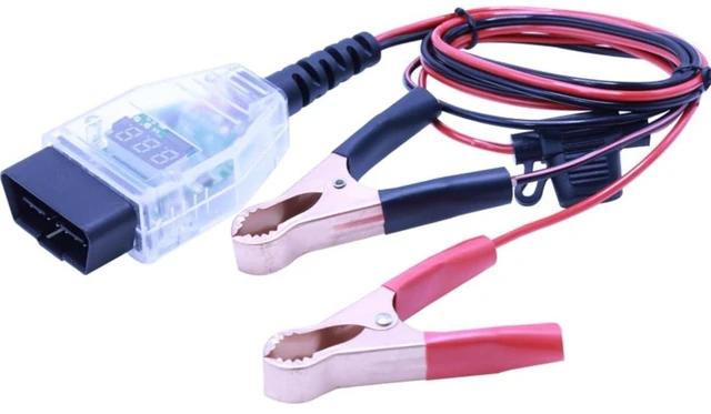 Main image of OBD2 Car Memory Saver Cable 12V Battery Change Backup Adapter ECU Memory Protection Connector with Digital Voltage Display Quick Release Design 5A Fuse and Alligator Clips PC+PVC 135cm Wire
