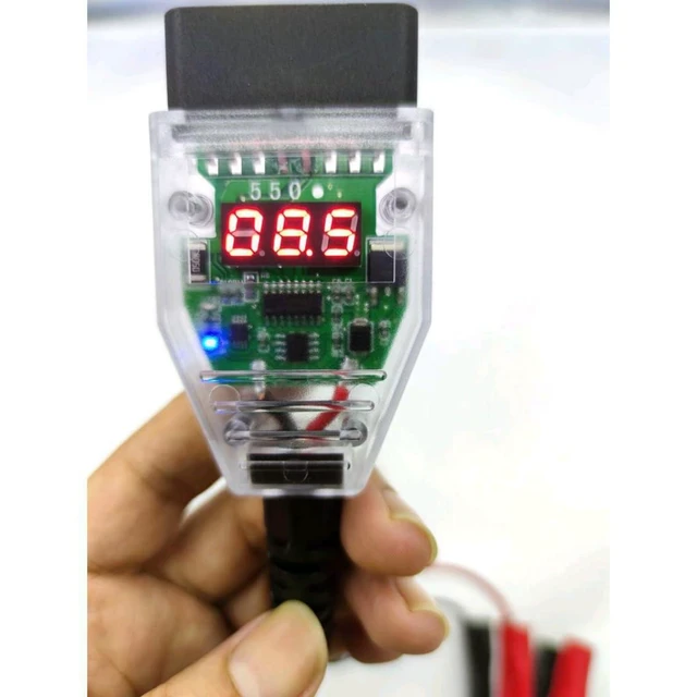 Alt view image 2 of 4 - OBD2 Car Memory Saver Cable 12V Battery Change Backup Adapter ECU Memory Protection Connector with Digital Voltage Display Quick Release Design 5A Fuse and Alligator Clips PC+PVC 135cm Wire