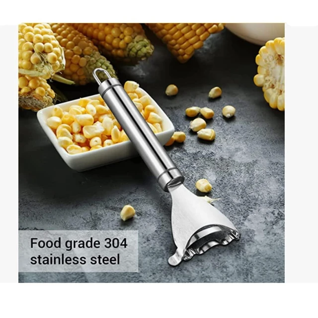 Alt view image 3 of 7 - Stainless Steel Corn Cob Peeler Corn Kernel Remover Corn Cutter and Corn Stripper Tool with Serrated Blade Ergonomic Handle Food Grade Easy Clean Kitchen Utensil for Fresh Corn Salad Cooking 18*6.5cm