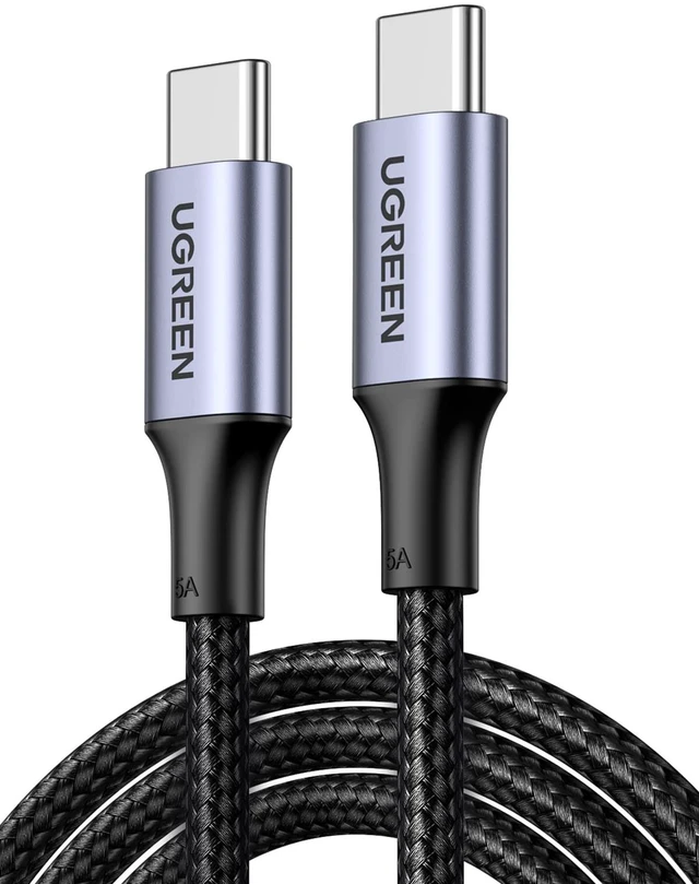 Main image of UGREEN 100W USB-C to USB-C Fast Charging Cable Type-C Data Sync Cord PD3.0 QC3.0 E-Marker Chip 480Mbps Nylon Braided Aluminum Housing For iPhone 17/16/15 and MacBook Pro Black 6.6FT