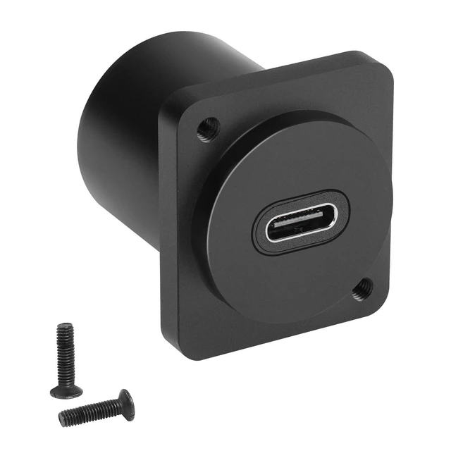 Main image of USB-C Panel Mount Adapter Type-C 3.1 Female to Female Connector 10Gbps Data Transfer 100W Charging 4K@60Hz Video XLR/D-Type Surface or Concealed Mount 19mm by 24mm Aluminum Alloy Housing