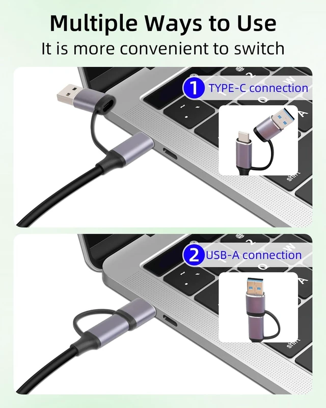 Alt view image 4 of 7 - 100W PD 2 in 1 Coiled USB C Charging Cable USB A to USB C and USB C to USB C Fast Charge Cord with LED Power Display 5A 480Mbps Data Transfer Stretchable PVC Aluminum Alloy Cable
