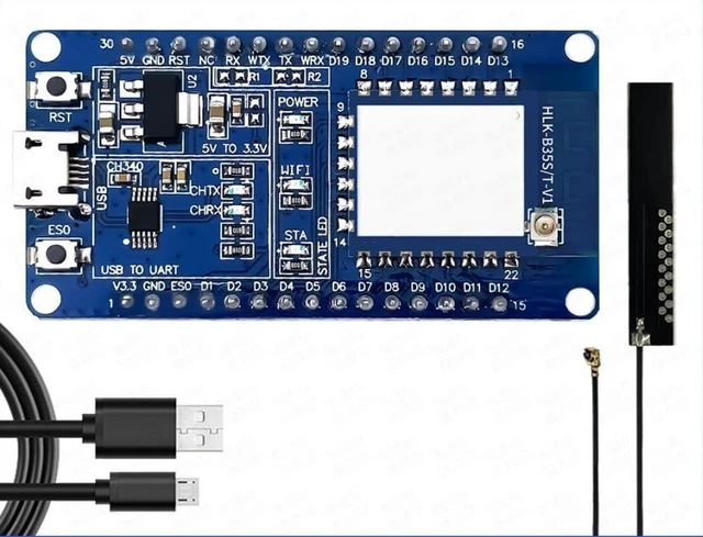 Main image of HK-B35T Wi-Fi and BLE 5.2 Wireless Serial Module Dual-Mode Embedded Transparent Transmission Module 802.11 b/g/n UART/PWM/GPIO/SPI/IIC 3.3V 288KB RAM 2MB Flash External Antenna Test Kit