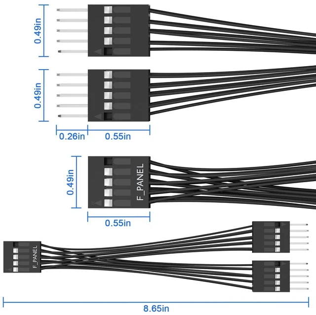 Alt view image 5 of 6 - 9 Pin Motherboard Front Panel Header Splitter Cable 1 Female to 2 Male PC Power Switch Reset LED Adapter F_PANEL Jumper Connector for ATX Micro-ATX Mini-ITX Desktop Motherboards