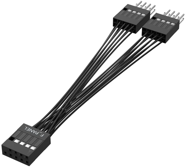 Alt view image 6 of 6 - 9 Pin Motherboard Front Panel Header Splitter Cable 1 Female to 2 Male PC Power Switch Reset LED Adapter F_PANEL Jumper Connector for ATX Micro-ATX Mini-ITX Desktop Motherboards