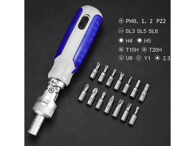 Alt view image 4 of 7 - 180° Rotating Magnetic Ratchet Screwdriver Set 14-in-1 Adjustable Angle Screwdriver with S2 Steel Bits Interchangeable Multi-Bit Repair Tool Kit for DIY Home Repair