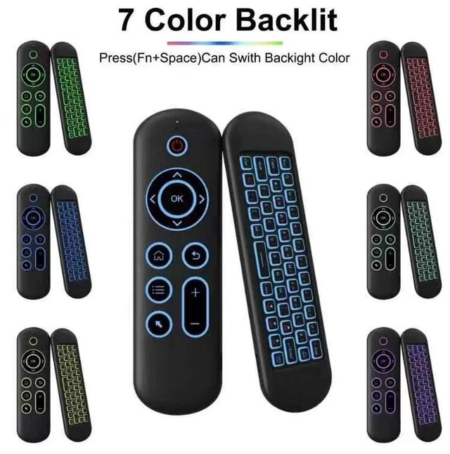 Alt view image 2 of 6 - M5 Bluetooth 5.2 Wireless Air Mouse Remote Control 2.4G Wireless Keyboard with Gyroscope and 7 Color Backlight Compatible with Windows/Linux Devices Colorful