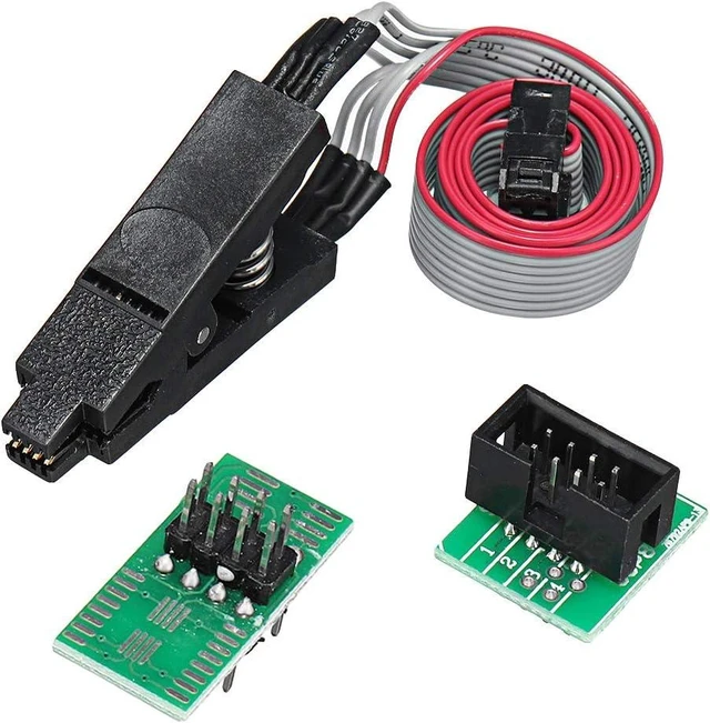 Alt view image 2 of 7 - CH341A USB Programmer EEPROM BIOS Programmer and SPI Flash Memory Writer with SOIC8 Clip 1.8V Adapter and SOIC8 Adapter for 24 25 Series Flash Chips USB In-Circuit EEPROM Programming Tool