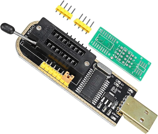 Alt view image 3 of 7 - CH341A USB Programmer EEPROM BIOS Programmer and SPI Flash Memory Writer with SOIC8 Clip 1.8V Adapter and SOIC8 Adapter for 24 25 Series Flash Chips USB In-Circuit EEPROM Programming Tool
