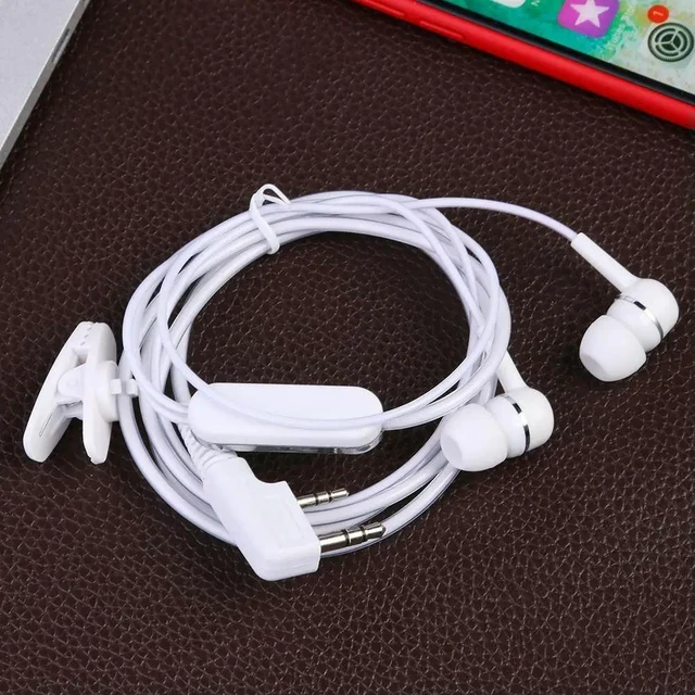 Alt view image 2 of 4 - PTT Microphone Earpiece Headset 2 Pin Dual Earphone Walkie Talkie Headset with Push-to-Talk Mic Two-Ear Earpiece Replacement for Walkie Talkie Use 1.2m