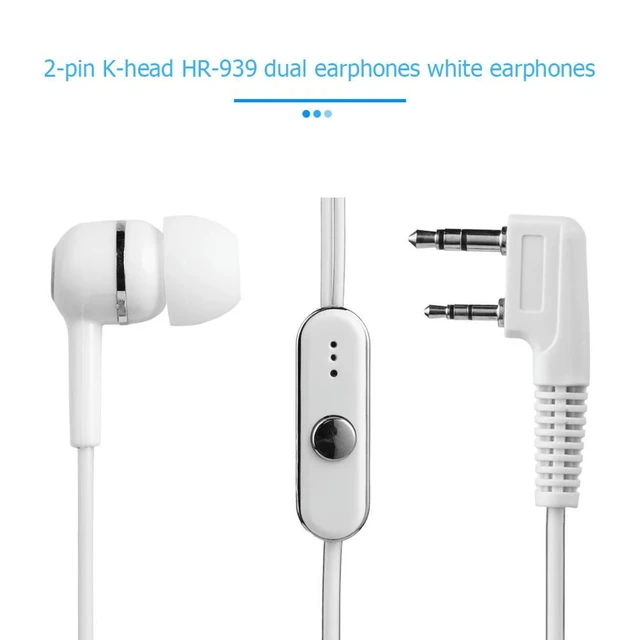 Alt view image 3 of 4 - PTT Microphone Earpiece Headset 2 Pin Dual Earphone Walkie Talkie Headset with Push-to-Talk Mic Two-Ear Earpiece Replacement for Walkie Talkie Use 1.2m