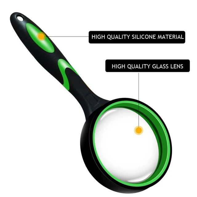 Alt view image 3 of 7 - 10X Magnifying Glass Handheld Reading Magnifier with Non-Scratch Glass Lens High Definition Optical Lens for Books Newspapers Papers and Hobby Observation Non-Slip Rubberized Handle