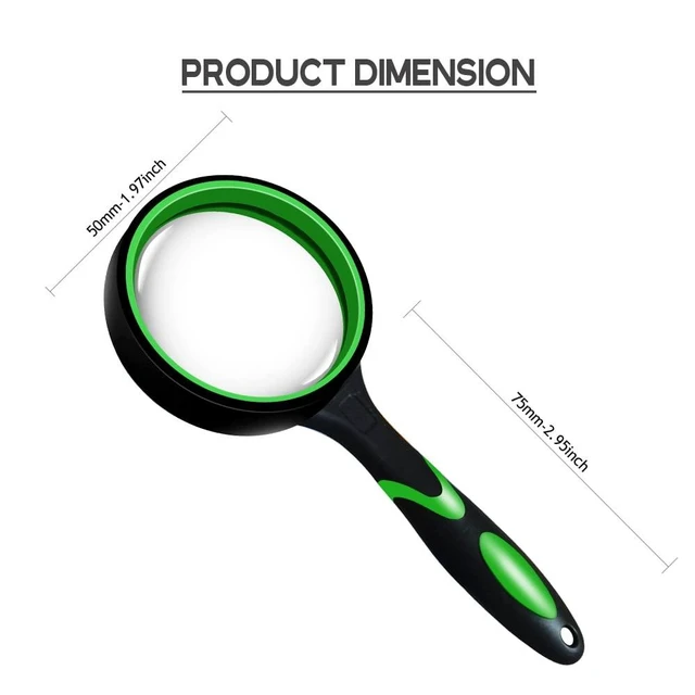 Alt view image 5 of 7 - 10X Magnifying Glass Handheld Reading Magnifier with Non-Scratch Glass Lens High Definition Optical Lens for Books Newspapers Papers and Hobby Observation Non-Slip Rubberized Handle