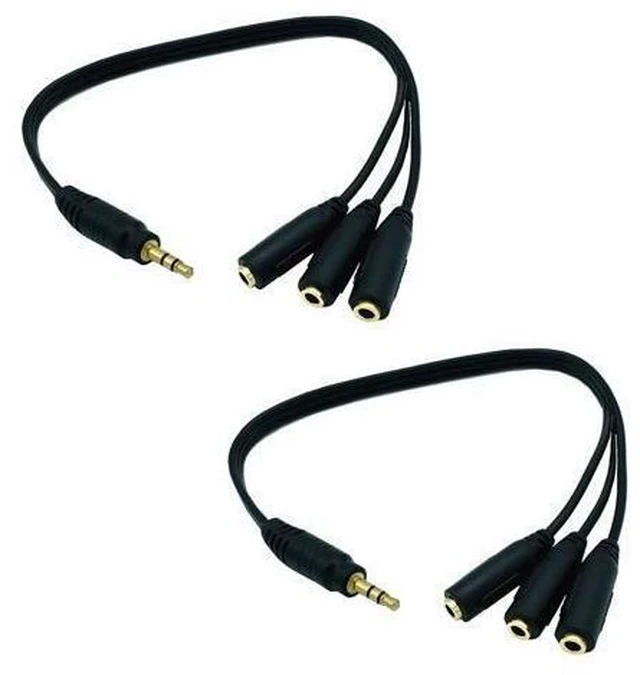 Main image of 3.5mm TRRS Audio Splitter Cable 1M/3F Male to 3 x 3.5mm Female Stereo Jacks 1 Input 3 Output AUX Distributor Gold Plated Connectors for Headphones 2pcs 1FT