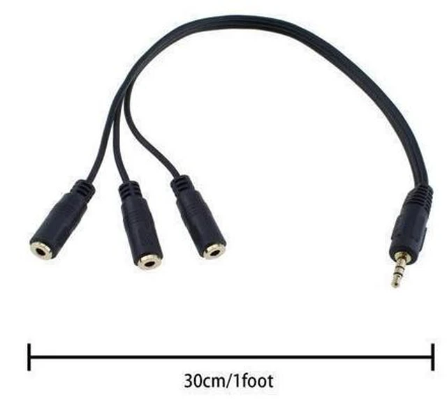 Alt view image 6 of 6 - 3.5mm TRRS Audio Splitter Cable 1M/3F Male to 3 x 3.5mm Female Stereo Jacks 1 Input 3 Output AUX Distributor Gold Plated Connectors for Headphones 2pcs 1FT