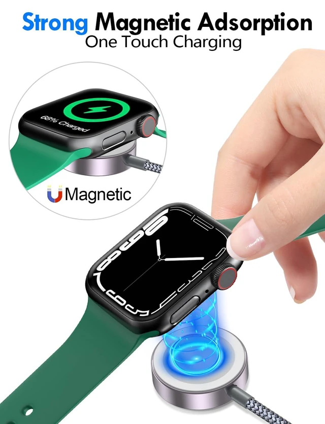 Alt view image 7 of 7 - 3-in-2 Multi Charging Cable Cord USB-A/USB-C Input with USB-C Lightning and Magnetic Watch Charger For iPhone 17-8 Samsung Galaxy S25-21 iPad/AirPods Gray 1.8M 2 Pack