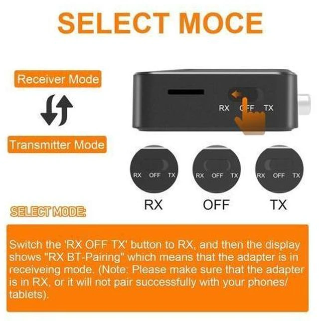 Alt view image 7 of 7 - Bluetooth 5.0 Audio Adapter 2-in-1 Transmitter Receiver with LCD Display RCA and 3.5mm AUX A2DP TF Card Playback up to 32GB Wireless TV Home Stereo Car Audio