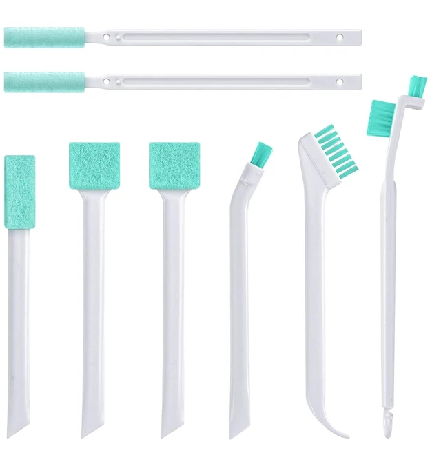 Main image of Small Cleaning Brush Set Crevice Cleaning Tools Detail Scrub Brushes for Tight Spaces Tiny Gap Brushes with Angled Bristles Tail Hook and Scraper for Humidifier Toaster Vents and Household Use 8pcs