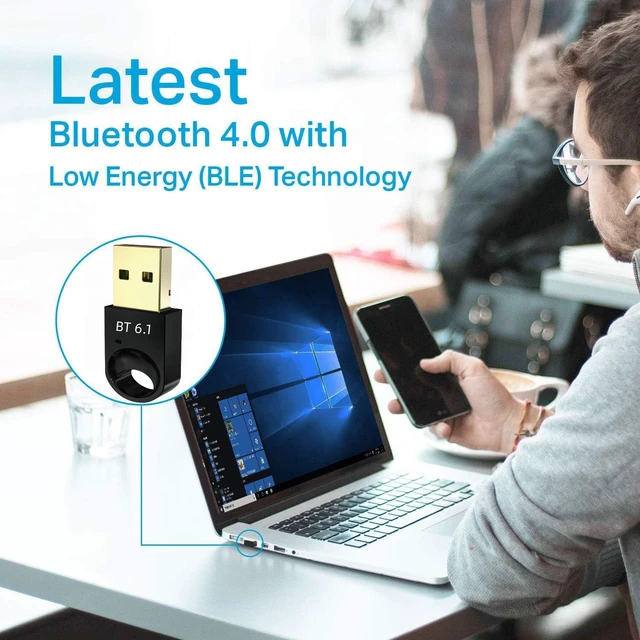 Alt view image 3 of 4 - BT6.1 Bluetooth Adapter Mini USB Bluetooth 6.1 Receiver Transmitter Audio Data Dongle for PC Desktop Laptop Plug-and-Play 3 Mbps 33 ft/10 m Range Compatible with Windows 11/10/8.1/7