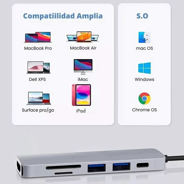 Alt view image 6 of 6 - 6-in-1 USB C Hub Multi-port USB C Adapter with 4K HDMI @ 30Hz SD/TF Card Reader up to 104MB/s 100W PD USB 3.0 5Gbps and USB 2.0 480Mbps Compatible with MacBook and Type C Devices