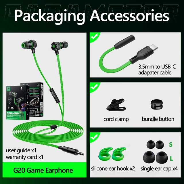 Alt view image 7 of 7 - Wired Gaming Earbuds USB-C & 3.5mm Dual Plug In-Ear Headphones with Mic and Volume Control Stereo Bass Noise-Isolating Earphones for Small Ears Compatible with PC/PS4/PS5/Xbox Series/Switch