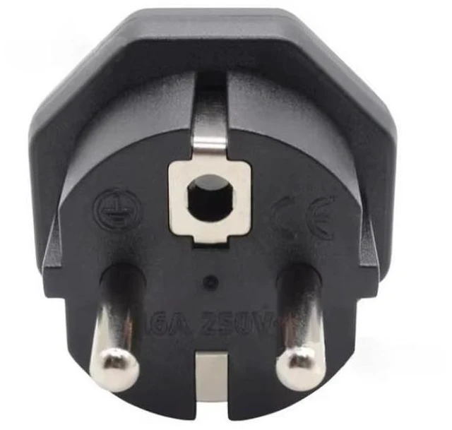 Alt view image 6 of 6 - CEE7/7 Schuko to NEMA 5-15R Plug Adapter European 3-Prong Male to US/Canada 3-Prong Female Socket 16A 250V Power Converter CE ROHS Certified Travel Electrical Adapter for France Germany 2 Pack Black