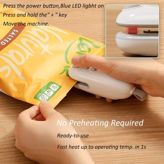 Alt view image 5 of 7 - GodelyFKJ Mini Bag Sealer USB-C Rechargeable Heat Sealer with Hidden Cutter 2-in-1 Chip Bag Sealing Tool Built-In Lithium Battery ABS Food Bag Sealer for Kitchen and Plastic Bag Storage