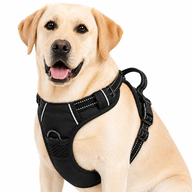 Main image of Heavy Duty 900D Nylon No Pull Dog Harness Tactical Vest Pet Harness with Reflective Bands Front & Back Control Handles Adjustable Padded Fit Chest 14.96-35.03 in Neck 16.53-25.98 in Large Black
