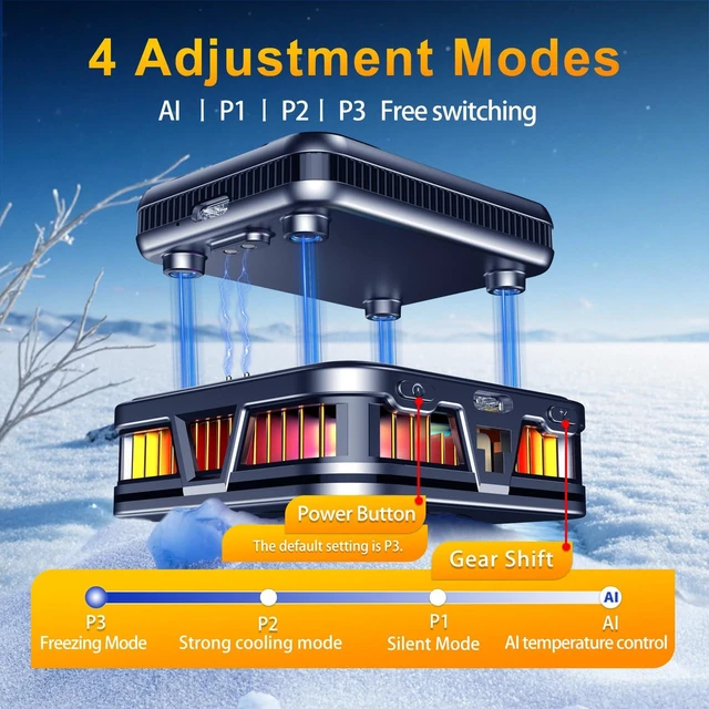 Alt view image 5 of 7 - K18 Magnetic Phone Cooler Rechargeable Wireless Cooling Fan with 2500mAh Battery 9000 RPM RGB LED and Digital Display 4 Modes Compatible with iPhone/iPad MagSafe Series and Samsung Galaxy
