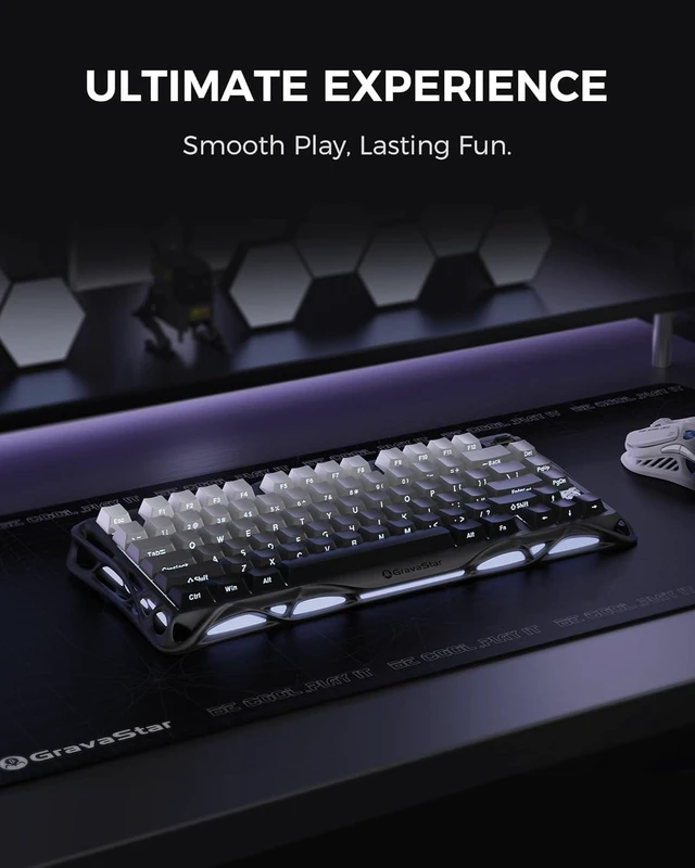 Alt view image 2 of 7 - Mercury K1 75% Wireless Mechanical Gaming Keyboard Compact Gasket-Mounted Custom Keyboard with Hot-Swap Socket Linear Switches USB-C/Bluetooth 5.0/2.4GHz RGB Backlit Gradient Black