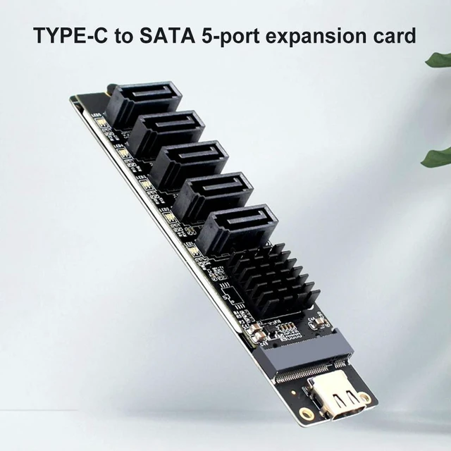 Main image of USB Type-C to 5-Port SATA 3.0 Adapter Card 6Gbps SATA Expansion Card with JM575+JMS580 Chipset 5-Port SATA 3.0 Expansion Adapter Type-C 5-Channel SATA Expander