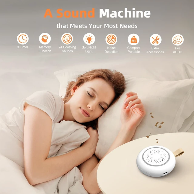 Alt view image 7 of 7 - Portable Sound Machine with Night Light White Noise Machine with 24 Built-In Soundscapes Smart Noise Detection 3-Level Dimmable Light 15/30/60-Minute Timer 70g Travel Sound Machine for Sleep Pink