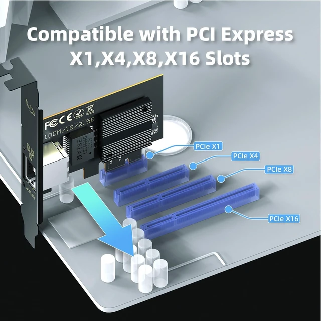 Alt view image 4 of 5 - 2.5Gb PCIe Network Card with Intel I226-V Chip 2.5GBase-T Ethernet Adapter NIC PCIe 3.1 X1 Internal Network Interface Card for Windows 10/11 and Linux Kernel 5.16.18/RHEL8.6 Desktop PC