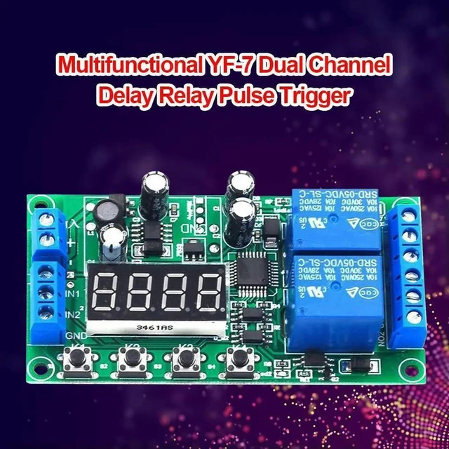 Main image of YF-7 2-Channel Delay Relay Board Pulse Trigger Timer Module Cycle Timing Control 0.01s-999m Adjustable Delay Time Dual-Channel Relay Timing Controller