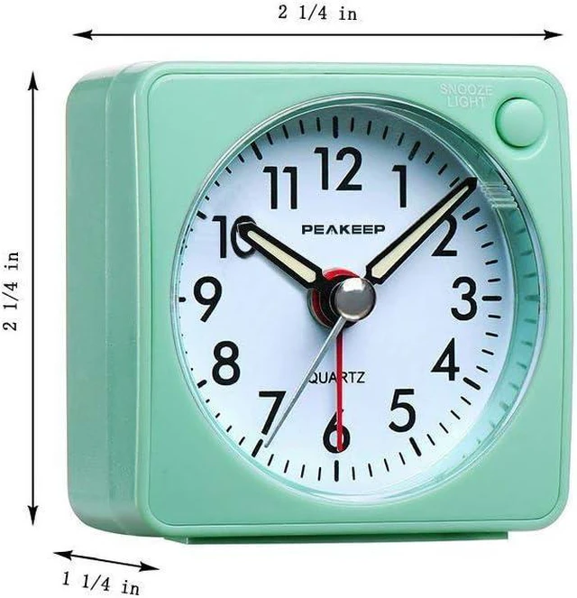 Alt view image 2 of 7 - Silent Analog Quartz Alarm Clock Battery Powered Travel Clock with Snooze and Manual Backlight Luminous Hands Quiet Sweep No Ticking Movement and Ascending Four Beep Alarm Aquamarine
